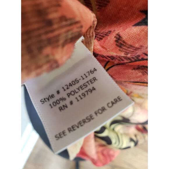 OneWorld Blouse Women's PL Multicolor Boho Chiffon Abstract Print V Neck Top - Picture 7 of 12